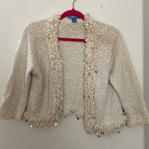 White + Warren White Shrug Cropped Cardigan With Shells